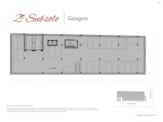 BS”D
Esta é uma planta provisória sujeita à alteração sem aviso prévio. O projeto poderá sofrer modificações decorrentes das posturas municipais e das concessionárias locais. A planta não
apresenta localização de pilares e prumadas de instalações, pois se trata apenas de um estudo preliminar. As áreas descritas são referentes à área privativa de cada unidade. As áreas priva-
tivas representam as áreas dos compartimentos somadas as áreas de paredes. As cotas são de eixo a eixo de cada parede.
.
PROJETO PRELIMINAR EM DESENVOLVIMENTO
ESTUDO PRELIMINAR 2° SUBSOLO - GARAGEM
ST. PATRICK´S
prévio. O projeto poderá sofrer modificações decorrentes das posturas municipais e das concessionárias locais. A planta não apresenta localização de pilares e prumadas de instalações, pois se
são referentes à área privativa de cada unidade. As áreas privativas representam as áreas dos compartimentos somadas as áreas de paredes. As cotas são de eixo a eixo de cada parede.
ENTO
RUA RAINHA GUILHERMINA
AVENIDAATAULFODEPAIVA
2º Subsolo Garagem
16Saint Patrick’s
 