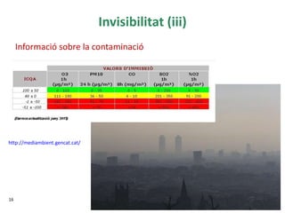 Invisibilitat (iii)
16
Informació sobre la contaminació
http://mediambient.gencat.cat/
 