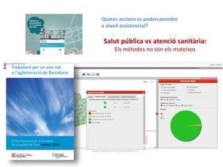 Quines accions es poden prendre
a nivell assistencial?
Salut pública vs atenció sanitària:
Els mètodes no són els mateixos
 