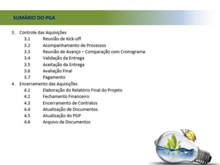 SUMÁRIO DO PGA
 