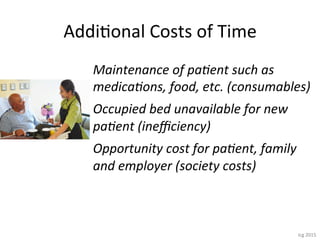 Icg	2015	
AddiGonal	Costs	of	Time	
Maintenance	of	paMent	such	as	
medicaMons,	food,	etc.	(consumables)	
Occupied	bed	unava...
