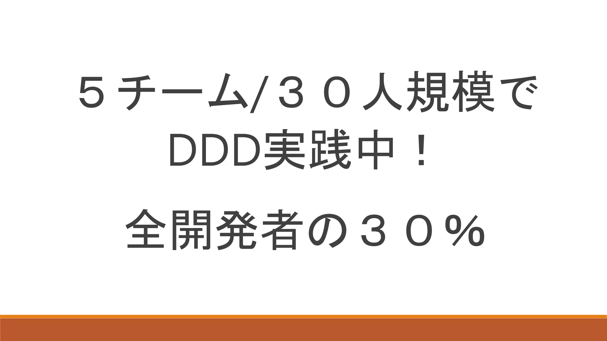 ５チーム/３０人規模で
DDD実践中！
全開発者の３０％
 