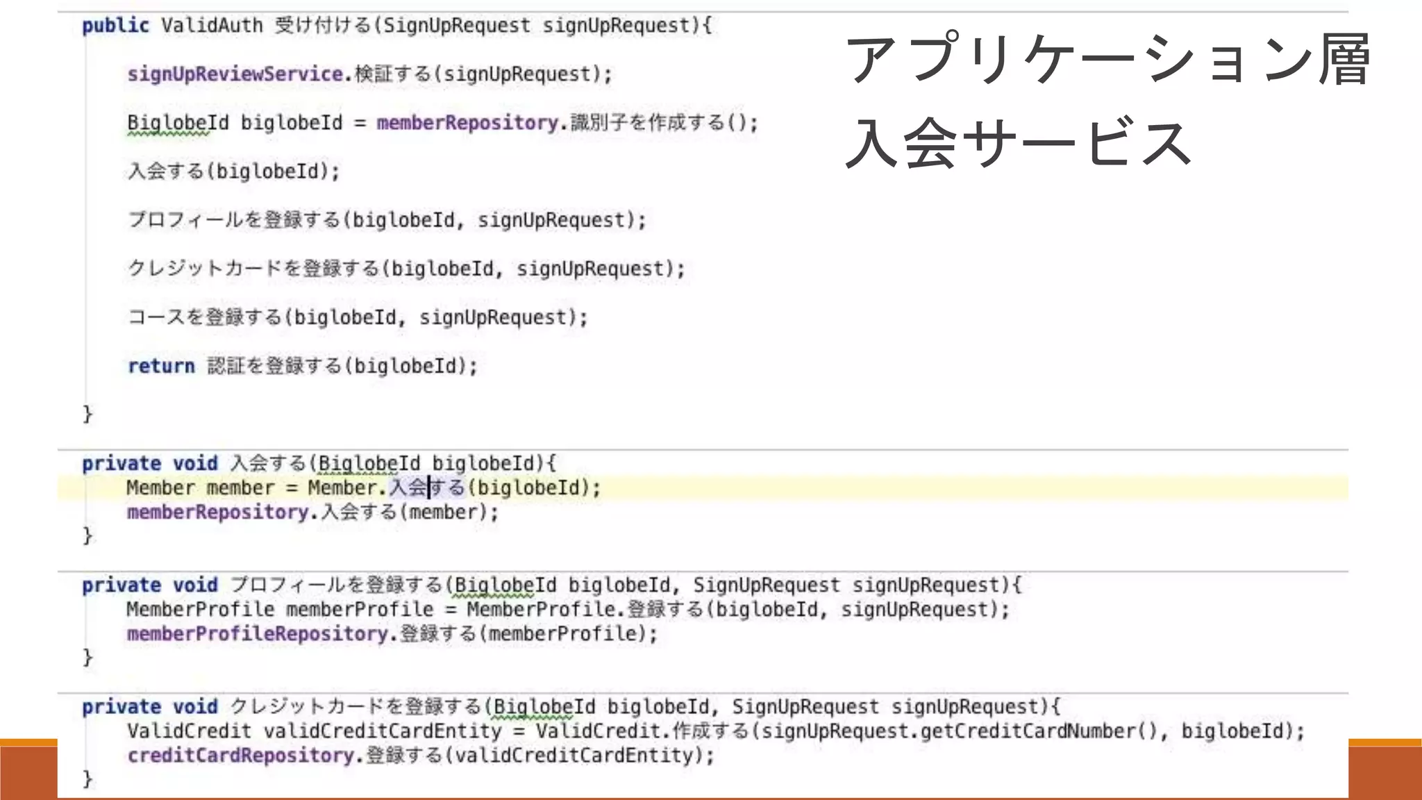 アプリケーション層
入会サービス
 
