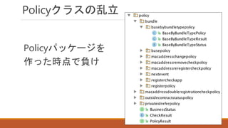 Policyクラスの乱立
Policyパッケージを
作った時点で負け
 