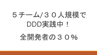 ５チーム/３０人規模で
DDD実践中！
全開発者の３０％
 