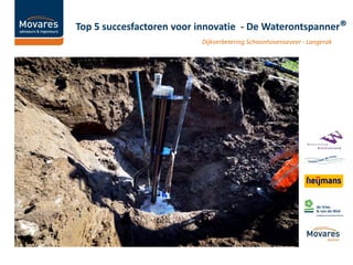 Dijkverbetering Schoonhovenseveer - Langerak
Top 5 succesfactoren voor innovatie - De Waterontspanner®
 