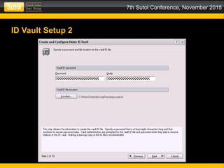 7th Sutol Conference, November 2015
ID Vault Setup 2
 