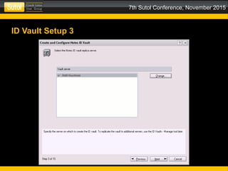 7th Sutol Conference, November 2015
ID Vault Setup 3
 