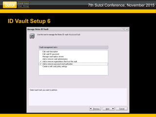 7th Sutol Conference, November 2015
ID Vault Setup 6
 