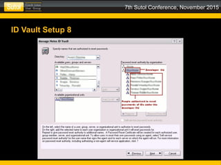 7th Sutol Conference, November 2015
ID Vault Setup 8
 