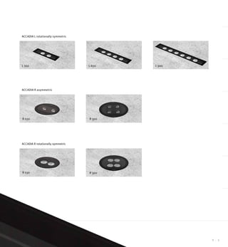 L 300 L 600 L 900
R 220 R 300
R 220 R 300
ACCADIA R asymmetric
ACCADIA L rotationally symmetric
ACCADIA R rotationally symmetric
. 98
 