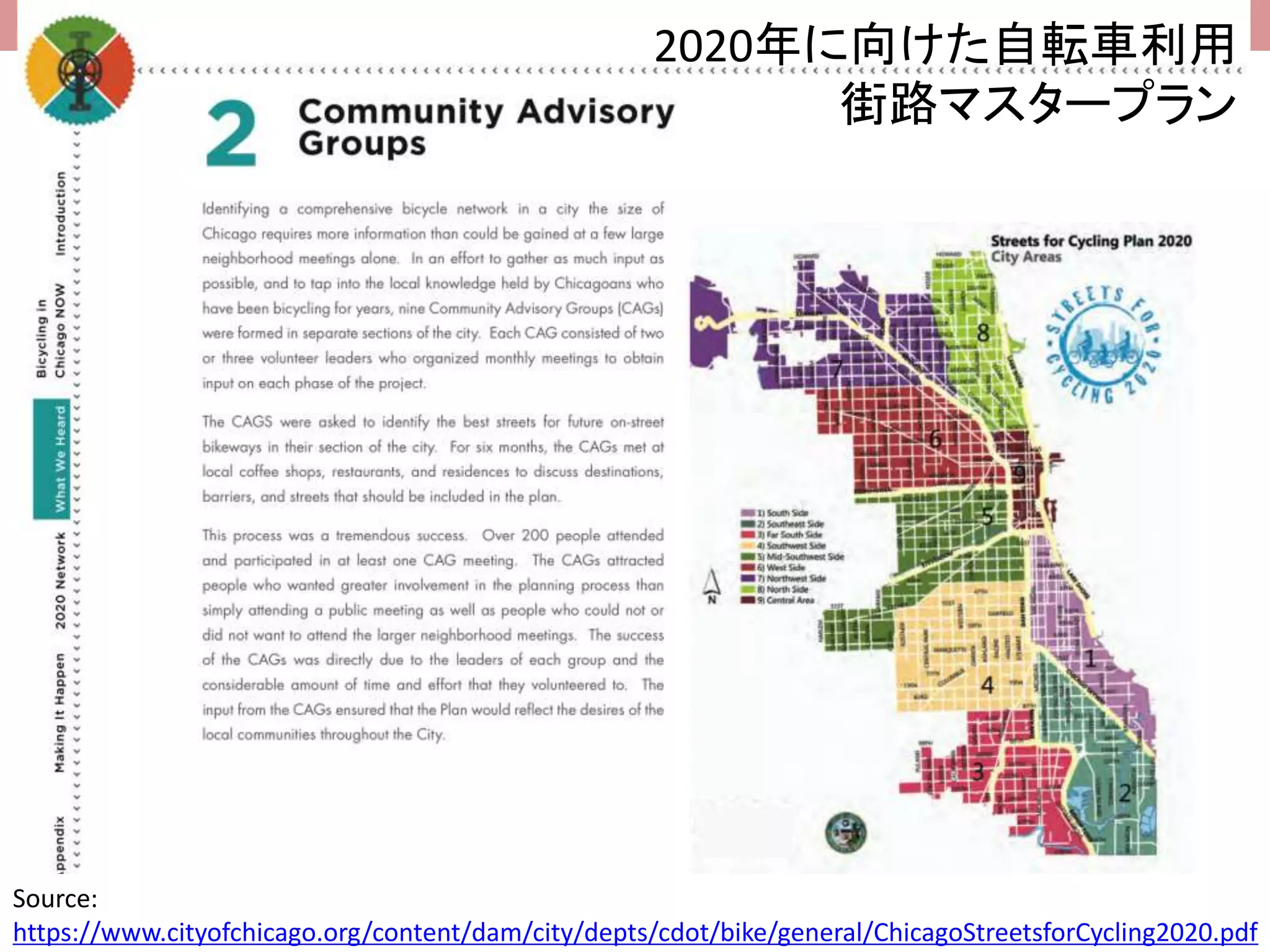 2015/11/14 第121回地理思想研究部会＠人文地理学会 61
2020年に向けた自転車利用
街路マスタープラン
Source:
https://www.cityofchicago.org/content/dam/city/depts/cdot/bike/general/ChicagoStreetsforCycling2020.pdf
 