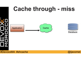 @ljacomet#DevoxxMA #ehcache
Cache through - miss
Application Cache
Database
 