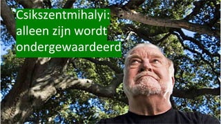 Csikszentmihalyi:
alleen zijn wordt
ondergewaardeerd
 
