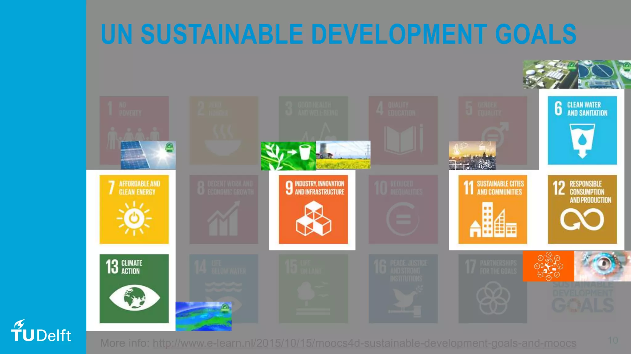 10More info: http://www.e-learn.nl/2015/10/15/moocs4d-sustainable-development-goals-and-moocs
UN SUSTAINABLE DEVELOPMENT GOALS
 