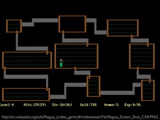 Pier Luca Lanzi e Michele Pirovano – Codemotion Milan November 2015http://en.wikipedia.org/wiki/Rogue_(video_game)#mediaviewer/File:Rogue_Screen_Shot_CAR.PNG
 