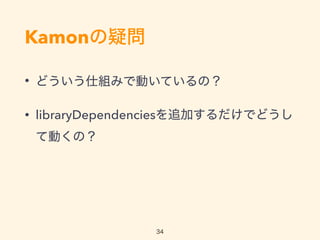 KamonɆ
? ɤ˽MߤǄӤƤΣ
? libraryDependencies׷ӤǤɤ
ƄӤΣ
34
 