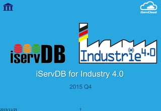 2015 Q4
iServDB for Industry 4.0
2015/11/25 1
 