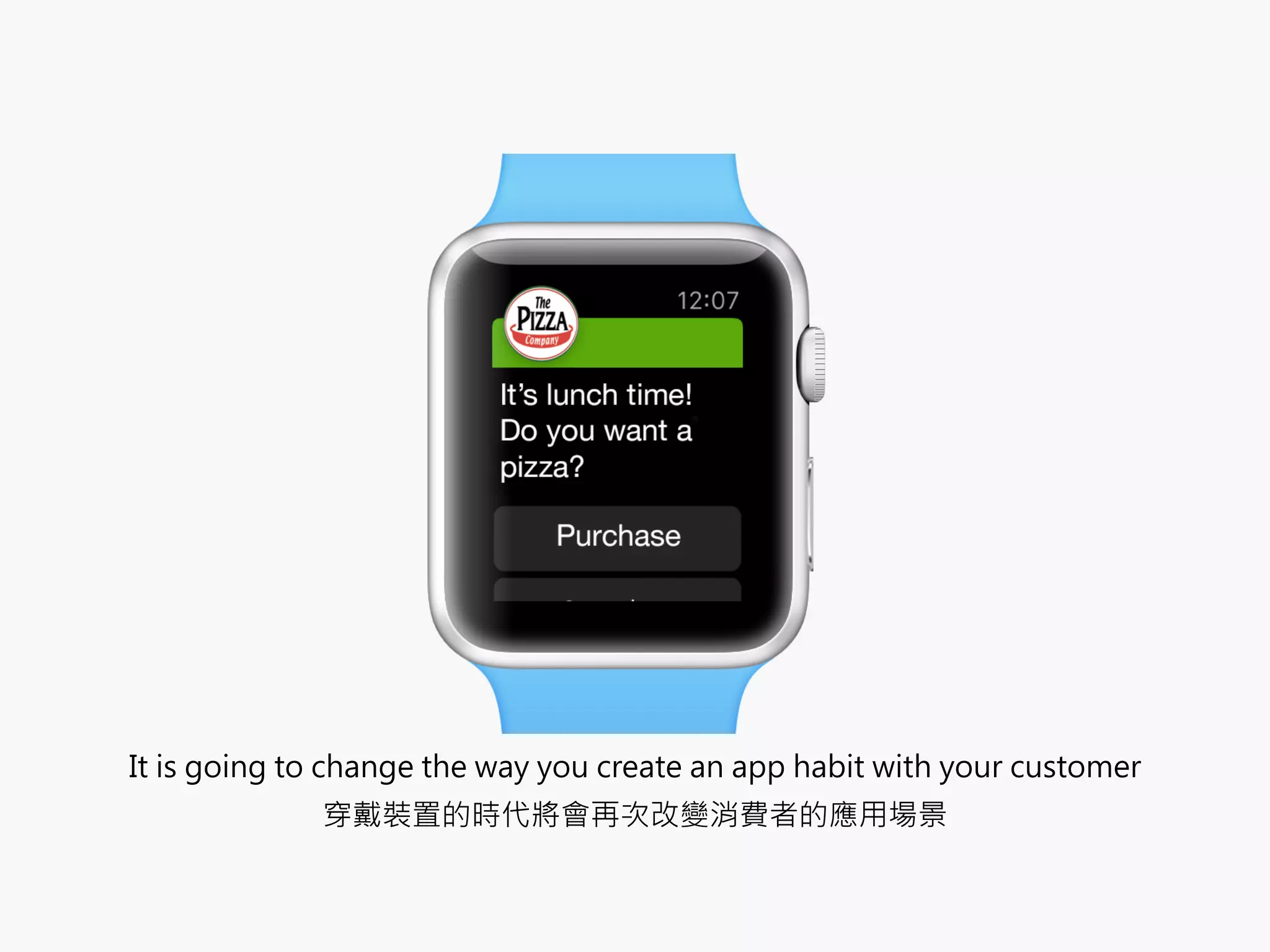 It is going to change the way you create an app habit with your customer 
穿戴裝置的時代將會再次改變消費者的應用場景
 