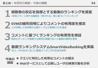SmartVideoRanking: 視聴者の時刻同期コメントに基づく動画ランキングシステム