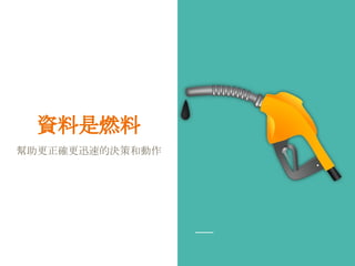 資料是燃料
幫助更正確更迅速的決策和動作
 