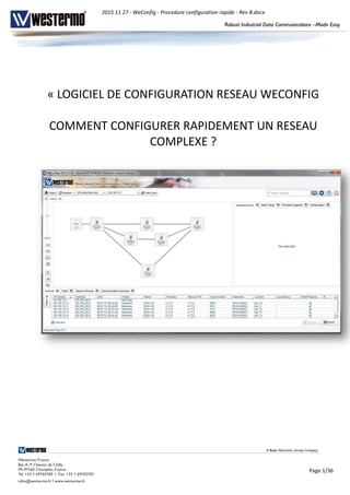 2015 11 27 - WeConfig - Procedure configuration rapide - Rev B.docx
Page 1/36
« LOGICIEL DE CONFIGURATION RESEAU WECONFIG
COMMENT CONFIGURER RAPIDEMENT UN RESEAU
COMPLEXE ?
 