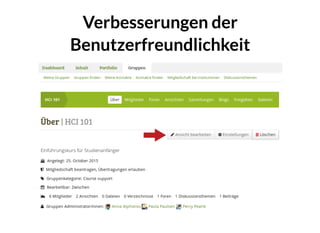 Verbesserungen derVerbesserungen der
BenutzerfreundlichkeitBenutzerfreundlichkeit
 