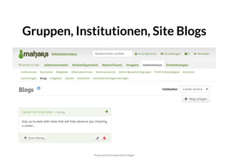 Gruppen, Institutionen, Site BlogsGruppen, Institutionen, Site Blogs
Thank you FernUniversität in Hagen
 