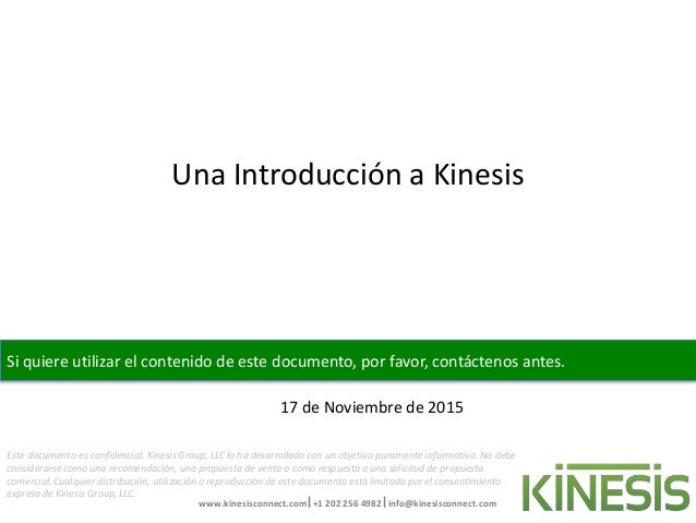 resumen de la presentación corporativa de kinesis spanish español