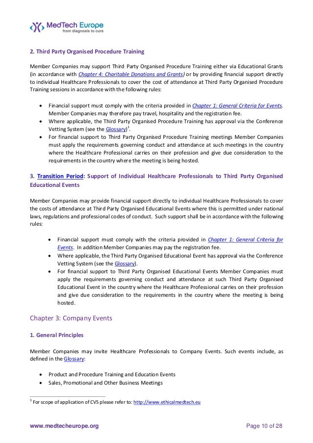 MedTech Europe Code of Ethical Business Practice