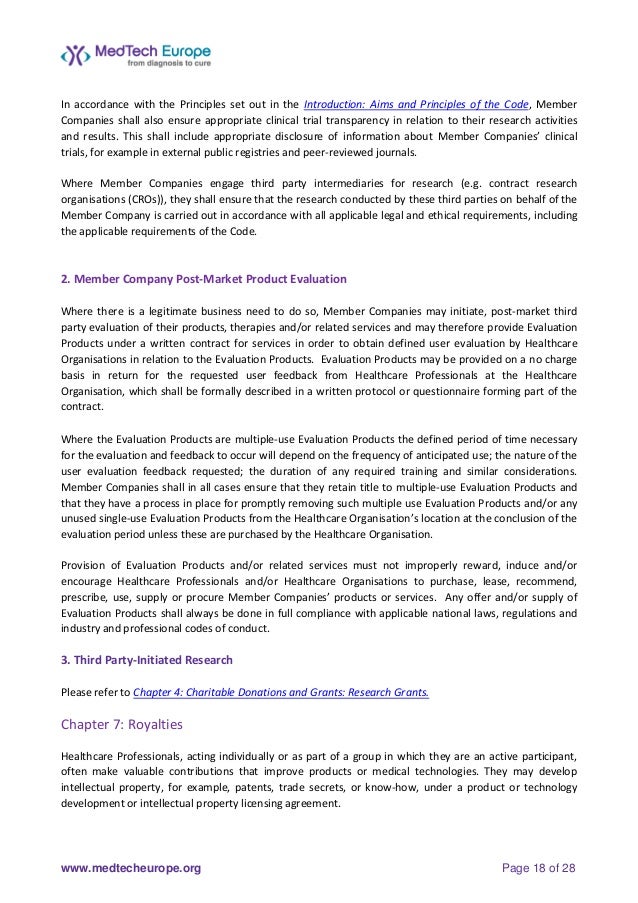 MedTech Europe Code of Ethical Business Practice