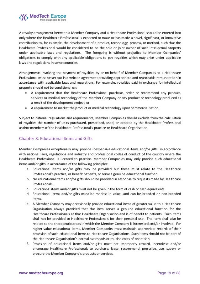 MedTech Europe Code of Ethical Business Practice