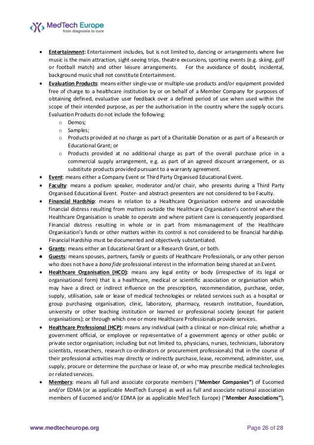 MedTech Europe Code of Ethical Business Practice