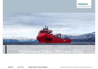 Page 26 Nov. 2013 EMEA OF BD / Siemens Belgium Restricted © Siemens AG 2013. All rights reservedRestricted © Siemens AG 2013. All rights reservedRestricted © Siemens AG 2013. All rights reserved
Optimising O&M Offshore Wind
Maritime & Aviation Solutions
 
