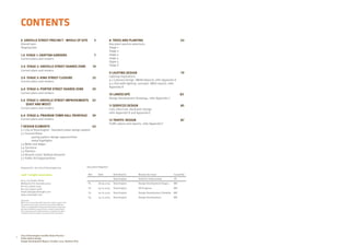 CONTENTS
Document Register:
Rev Date Distribution Reason for Issue Issued By
Stonnington Draft for initial review CR
P1 18.09.2015 Stonnington Design Development Stage 1 MR
P2 19.10.2015 Stonnington DD Progress MR
P3 30.10.2015 Stonnington Design Development Sitewide MR
P4 04.12.2015 Stonnington Design Development MR
Prepared for the City of Stonnington by:
rush  wright associates
Lvl 4, 105 Queen Street
Melbourne Vic Australia 3000
tel +61.3.9600 4255
fax +61.3.9600 4266
email inbox@rushwright.com
www.rushwright.com
Disclaimer:
While every reasonable effort has been made to ensure that
this document is correct at the time of printing. RWA has
relied on considerable third party information and disclaim
any and all liability to any person in respect of anything or
the consequences of anything done or omitted to be done
in reliance upon the whole or any part of this document.
8 TREES AND PLANTING  63
Key plant species selections
Stage 1
Stage 2
stage 3
stage 4
Stgae 5
Stage 6
			
9 LIGHTING DESIGN  79
Lighting inspirations
9.1 Catenary Design (Webb Report), refer Appendix A
9.2 Site wide lighting concepts (WGE report), refer
Appendix B
10 LANDSCAPE 				 83
Design Development Drawings, refer Appendix C
11 SERVICES DESIGN  85
Civil, Electrical, Hyrdraulic Design
refer Appendix D and Appendix E
12 TRAFFIC DESIGN 				 87
Traffic advice and reports, refer Appendix F
0 GREVILLE STREET PRECINCT - WHOLE OF SITE  3
Overall plan
Staging plan
1.0 STAGE 1: GRATTAN GARDENS 7
Current plans and renders

2.0 STAGE 2: GREVILLE STREET SHARED ZONE  19
Current plans and renders

3.0 STAGE 3: KING STREET CLOSURE  25
Current plans and renders
			
4.0 STAGE 4: PORTER STREET SHARED ZONE  29
Current plans and renders
5.0 STAGE 5: GREVILLE STREET IMPROVEMENTS 33
(EAST AND WEST) 
Current plans and renders
6.0 STAGE 6: PRAHRAN TOWN HALL FRONTAGE  39
Current plans and renders
7 DESIGN ELEMENTS 43
7.1 City of Stonnington - Standard urban design palette
7.2 Ground Plane
	 paving pattern design opportunities 
	 metal highlights
7.3 Walls and edges
7.4 Furniture
7.5 Planters
7.6 Bicycle racks/ Bollard elements
7.7 Public Art Opportunities
2
City of Stonnington Greville Street Precinct
Public Realm Design
Design Development Report, October 2015. Revision [P2].
 