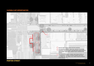 58Prepared for the City of Stonnington
by rushwright associates
7.8 PUBLIC ART OPPORTUNITIES
PORTER STREET
1
3
2
1
2
3
BEACON OBJECT SERIES (REFER GRATTAN GARDENS)
COLLABORATION PROJECT: NEW STEEL FENCING TO PLATFORM
BOUNDARY COULD INTEGRATE CONTEMPORARY DESIGN ARTWORK
(REINTERPRET TRADITIONAL RAILWAY PICKET CONSTRUCTION
DETAILS.
COLLABORATION PROJECT: SHARED ZONE PAVING DESIGN AS
INTEGRATION OF HISTORIC CULTURAL ELEMENTS AND IDEAS
INCLUDING LIGHTING, IMAGE, TEXT, PAVING DESIGN IN GRANITE -
BLUESTONE PALETTE.
 