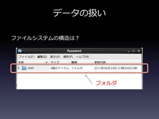 ファイルシステムの構造は？
フォルダ
データの扱い
 