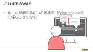 これまでのWAF
•  ルールが増えるにつれ誤検知（False positive）
に悩むことになる
 