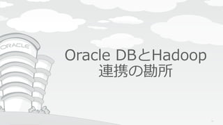 Copyright © 2015, Oracle and/or its affiliates. All rights reserved. |
Agenda
Oracle DBとHadoop
連携の勘所
73
 