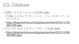 http://blogs.technet.com/b/mssvrpmj/archive/2015/11/
04/azure-data-lake.aspx
http://blogs.technet.com/b/jpitpro/archive/20...