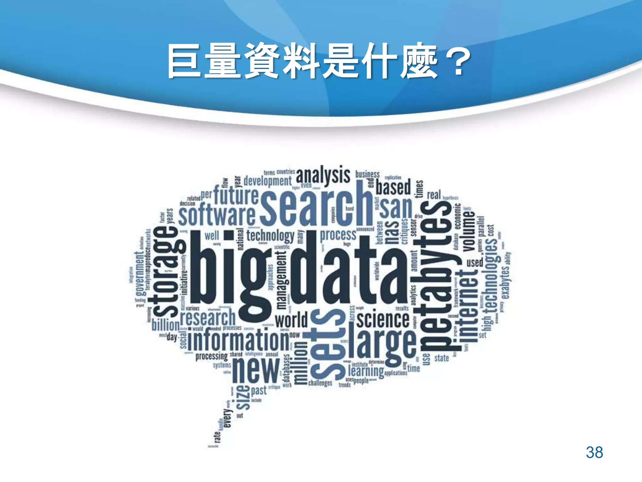 巨量資料是什麼？
38
 