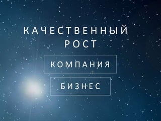 К А Ч Е С Т В Е Н Н Ы Й
Р О С Т
К О М П А Н И Я
Б И З Н Е С
 