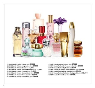 54
ቢ 30886 Eau de Parfum Possess 50 ml. 39,00€
ባ 30122 Eau de Toilette Imagination 50 ml. 27,00€
ቤ 32235 Eau de Toilette Elvie 50 ml. 27,00€
ብ 18957 Eau de Parfum Precious Moments 50 ml. 29,00€
ቦ 23853 Eau de Parfum Paradise 50 ml. 39,00€
ቧ 24169 Eau de Parfum Giordani Gold 50 ml. 29,00€
ቨ 31297 Eau de Parfum Divine Idol 50 ml. 29,00€
ቩ 11367 Eau de Parfum Amber Elixir 50 ml. 29,00€
ቪ 25401 Eau de Toilette Vivacity 50 ml. 27,00€
ቫ 31099 Eau de Parfum So Fever para Ella 50 ml. 29,00€
ቭ 25403 Eau de Parfum My Red 50 ml. 39,00€
ቮ 21566 Parfum de Toilette Volare Magnolia 50 ml. 27,00€
ቯ 31293 Eau de Toilette Eclat Weekend 50 ml. 29,00€
ተ 25447 Eau de Toilette Seductive Musk para Ella 50 ml. 22,00€
ቱ 21671 Eau de Toilette Muse 50 ml. 29,00€
ቢ
ባ
ቤ
ብ
ቦ
ቧ
ቨ
ቩ
ቪ
ቫ
ቭ
ቮ
ቯ
ተ
ቱ
 