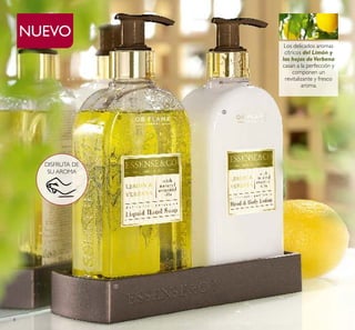 8
Los delicados aromas
cítricos del Limón y
las hojas deVerbena
casan a la perfección y
componen un
revitalizante y fresco
aroma.
NUEVO
DISFRUTA DE
SU AROMA
ቢ
ባ
ቤ
 