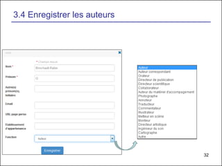 32
3.4 Enregistrer les auteurs
 