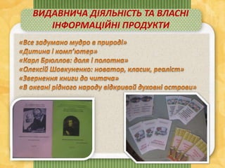ВИДАВНИЧА ДІЯЛЬНІСТЬ ТА ВЛАСНІ
ІНФОРМАЦІЙНІ ПРОДУКТИ
 
