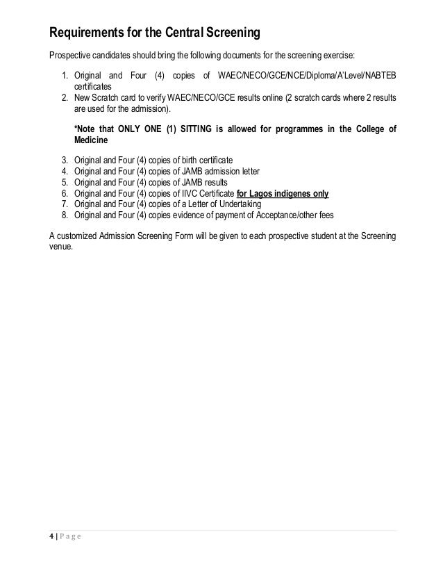 LASU 2015 2016 admissions screening