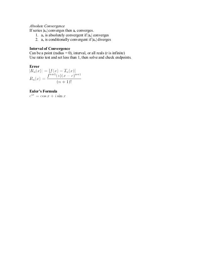 ap calculus bc formula sheet