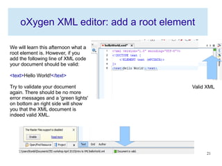 Introduction to markup language and oXygen XML editor | PDF