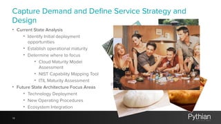 Capture Demand and Define Service Strategy and
Design
18
• Current State Analysis
• Identify Initial deployment
opportunit...